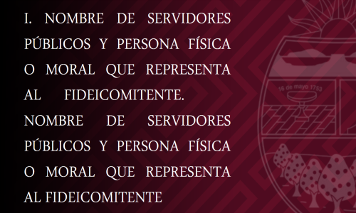 NOMBRE DE SERVIDORES PÚBLICOS Y PERSONA FÍSICA O MORAL QUE REPRESENTA AL FIDEICOMITENTE. NOMBRE DE SERVIDORES PÚBLICOS Y PERSONA FÍSICA O MORAL QUE REPRESENTA AL FIDEICOMITENTE